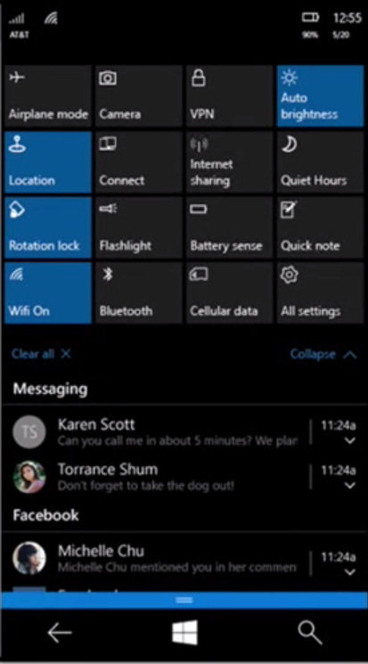 Windows 10 Mobile Novità In Arrivo Per Action Center Sms E Blocco