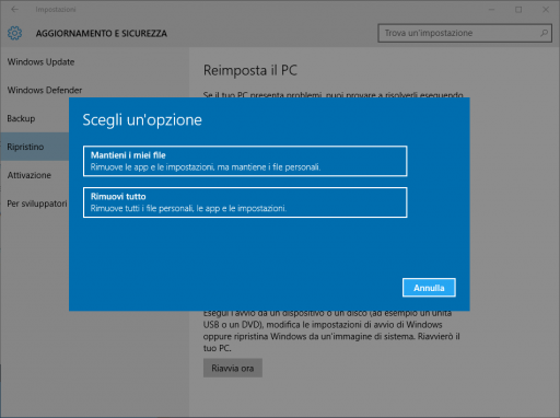 Reimposta il PC Windows 10_2