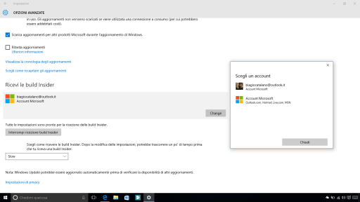 Account Microsoft build Insider Windows 10 10547