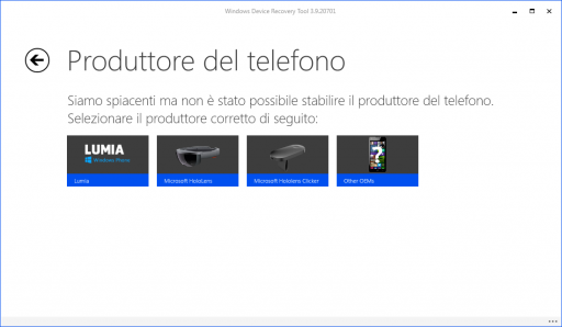 Windows Device Recovery Tool - Telefono Non Rilevato