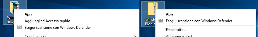 Esegui scansione con Windows Defender - cartelle e archivii