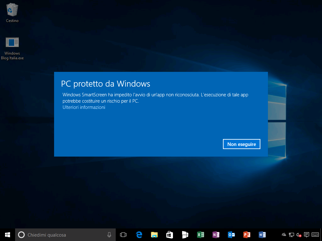 PC protetto da Windows - Windows SmartScreen - Windows 10