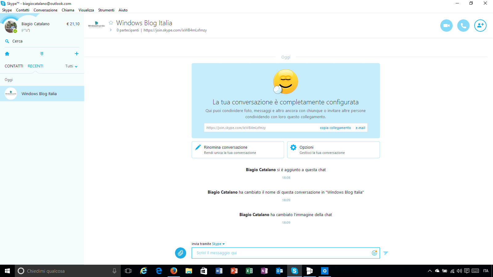 Skype link condivisione