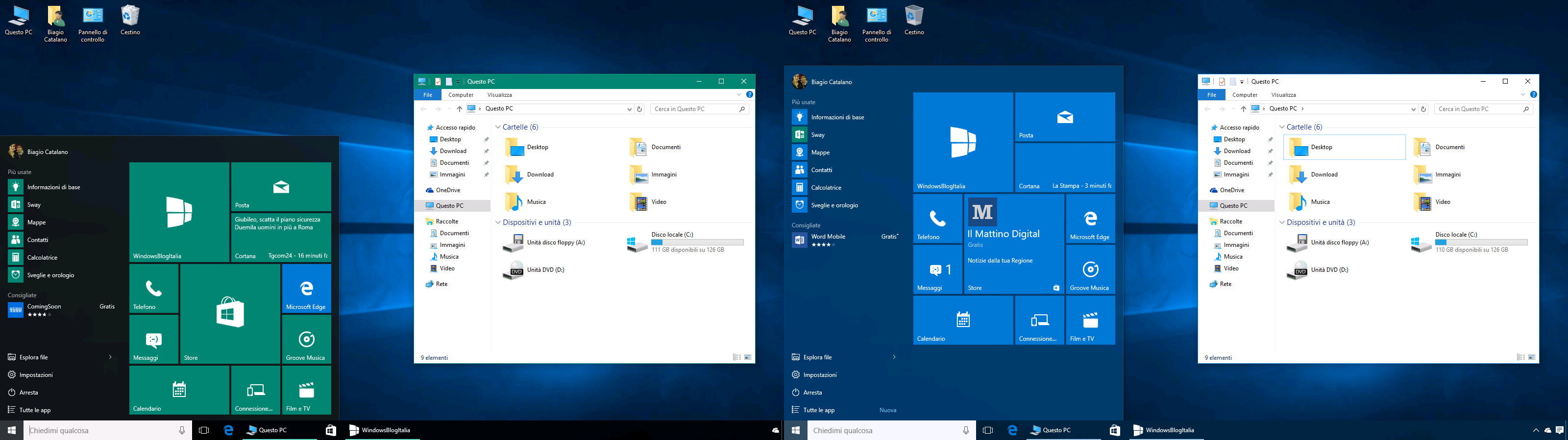Tile bar e taskbar Windows 10