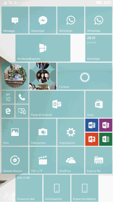 Sfondo chiaro - Windows10Mobile