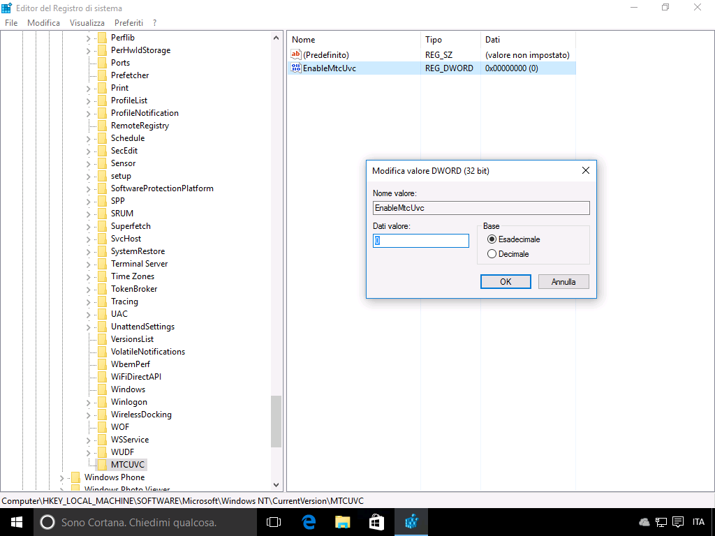 EnableMtcUvc - regedit Windows 10