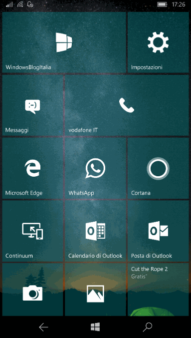 Centro notifiche - Windows 10 Mobile - Build 14283