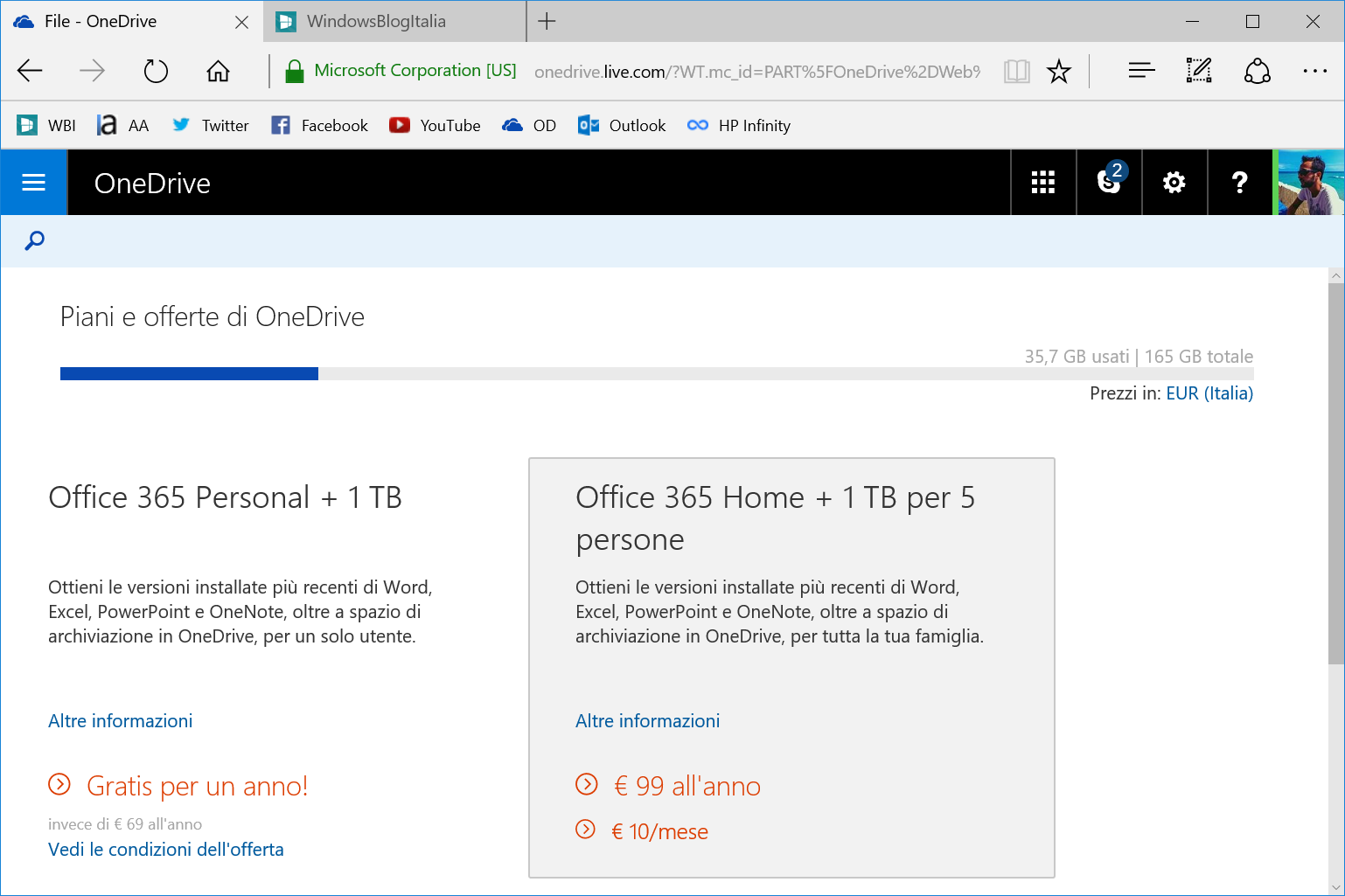 OneDrive Free 1 anno