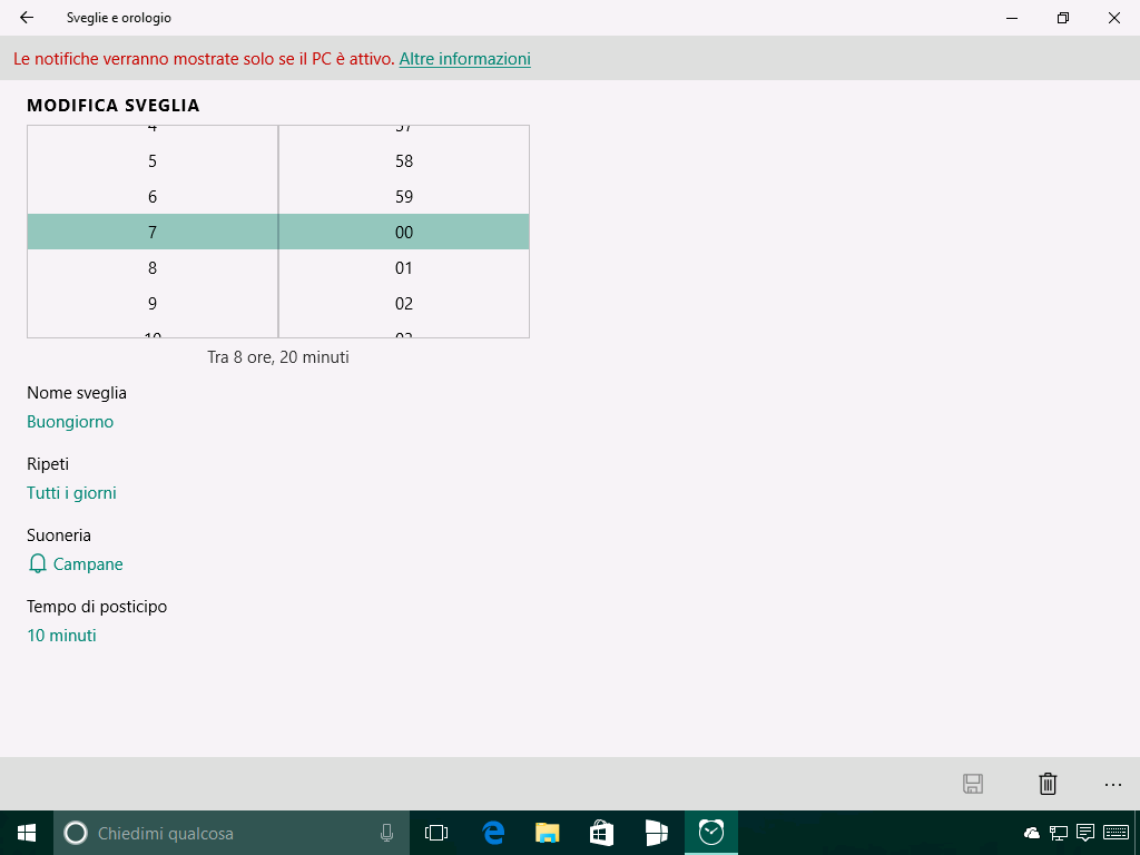 Sveglie e orologio - Windows 10 Build 14291