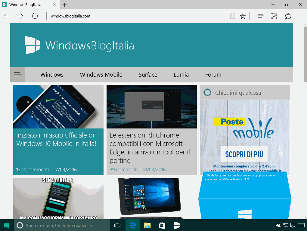 Windows 10 - Build 14291 - Estensioni