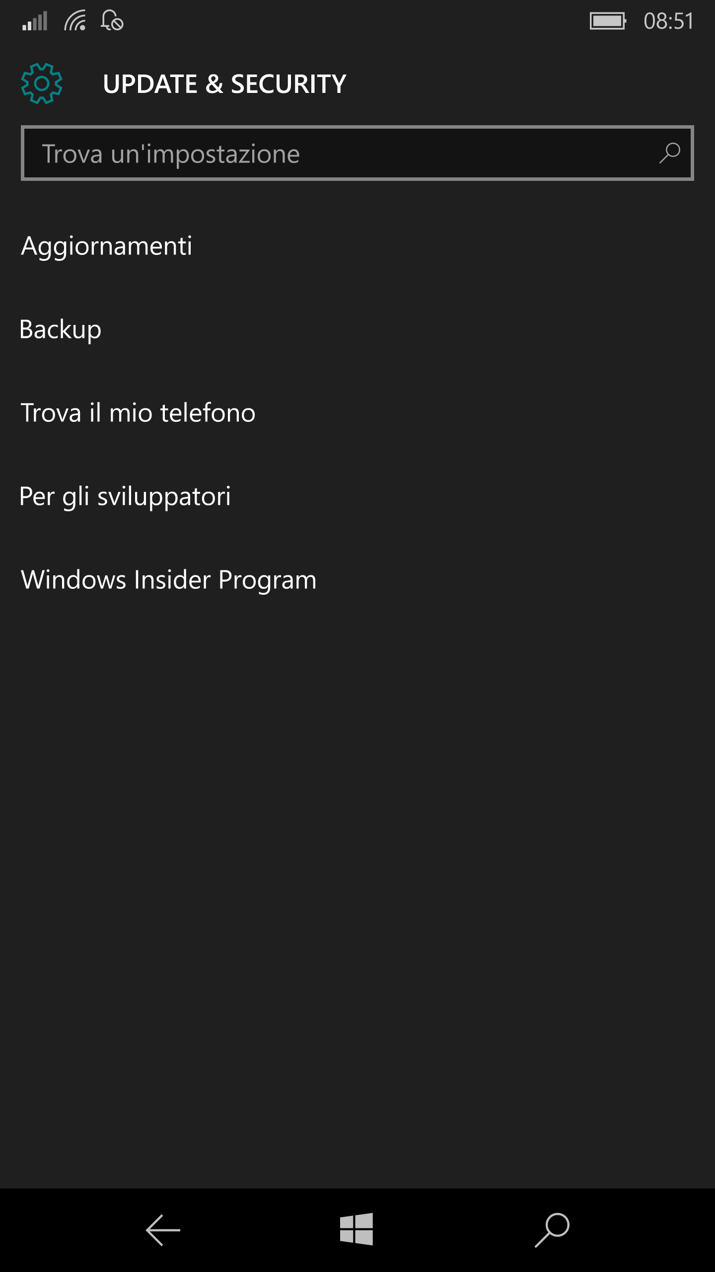 Windows Insider Program - App Impostazioni