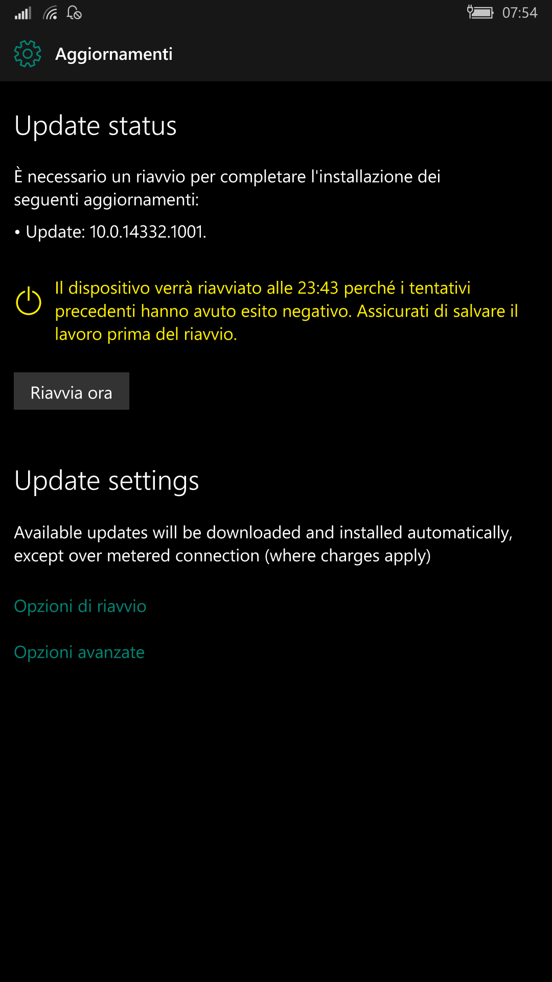 Aggiornamenti - Windows 10 Mobile 14332.1001