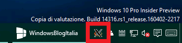 Icona Xming barra delle applicazioni