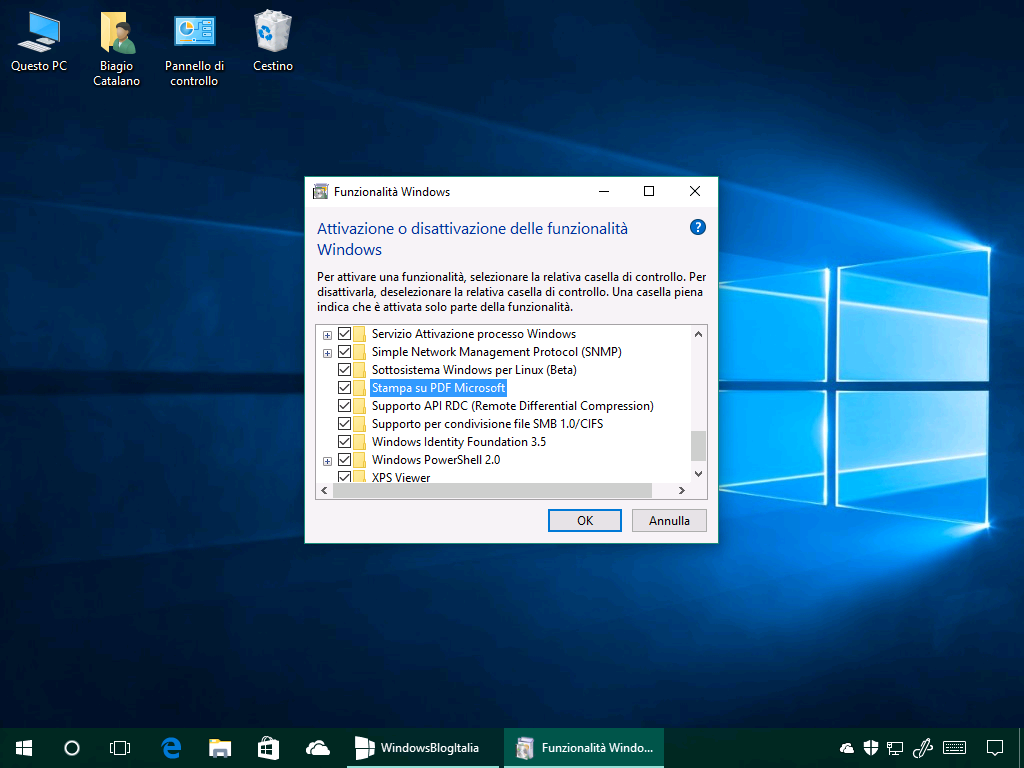 Stampa su PDF Microsoft