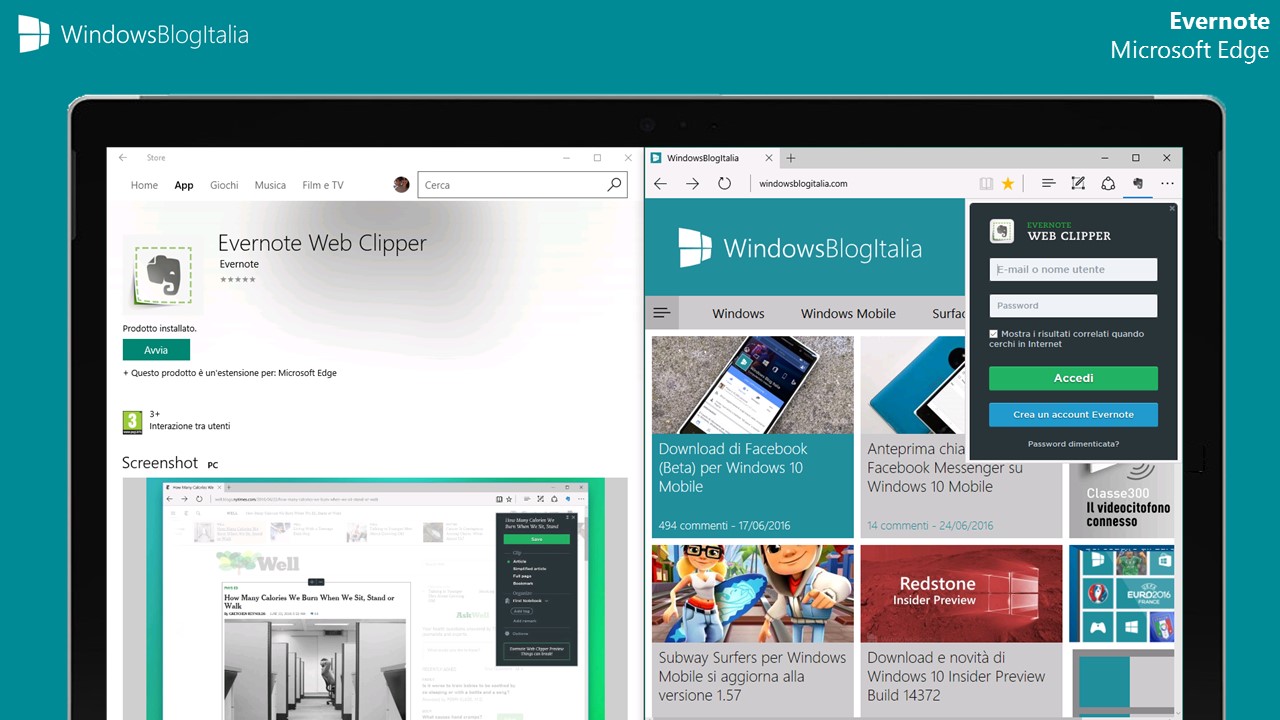 Evernote per Microsoft Edge