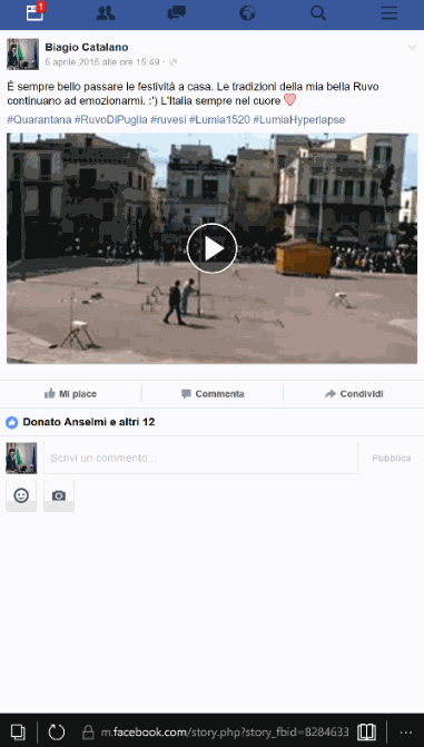 Salvare video da Facebook - Microsoft Edge, Windows 10 Mobile