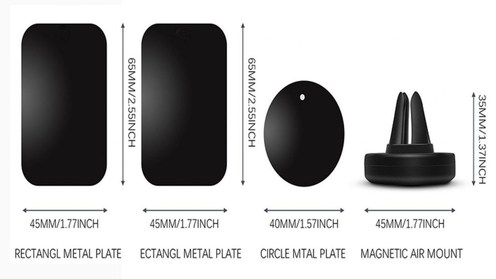 Supporto auto magnetico Caslant - Contenuto della confezione e misure