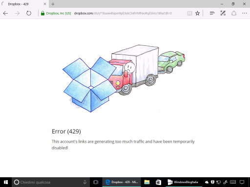 Traffico elevato Dropbox
