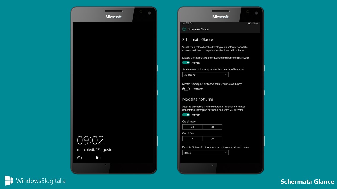 Schermata Glance - Windows 10 Mobile Anniversary Update