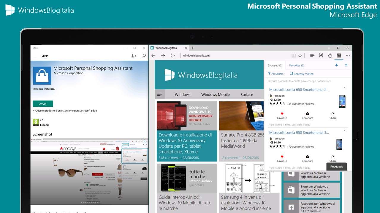 Microsoft Personal Shopping Assistant per Microsoft Edge