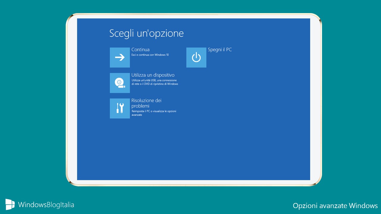 Opzioni avanzate - Windows 10
