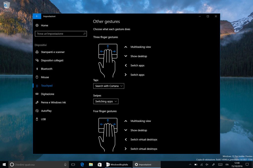 Come personalizzare le gesture del touchpad in Windows 10 Redstone 2