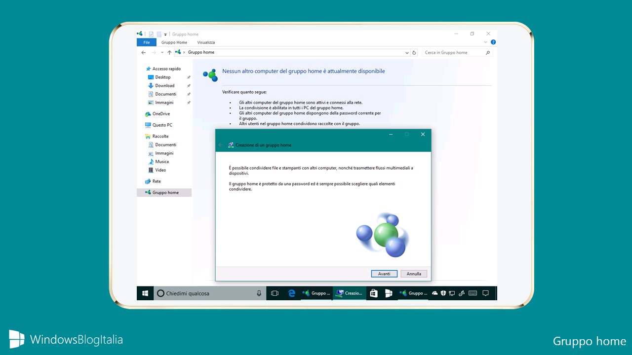 Gruppo Home Windows 10 cloud