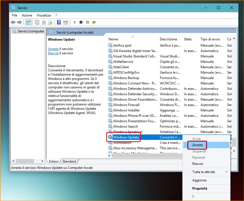 Windows Update - Servizi