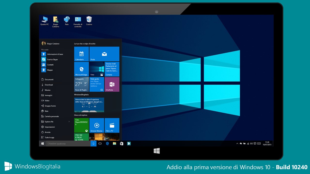 Addio alla prima versione di Windows 10 Build 10240 - Fine del supporto