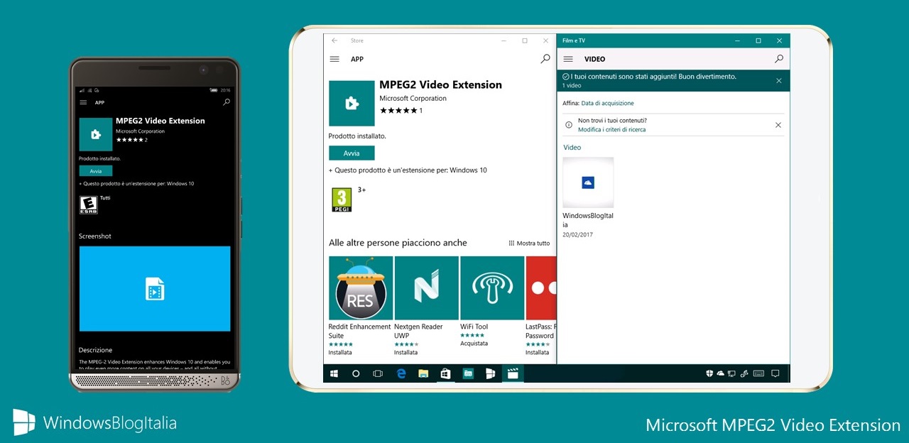 Microsoft MPEG-2 Video Extension - Plugin app Film e TV per Windows 10 e Windows 10 Mobile