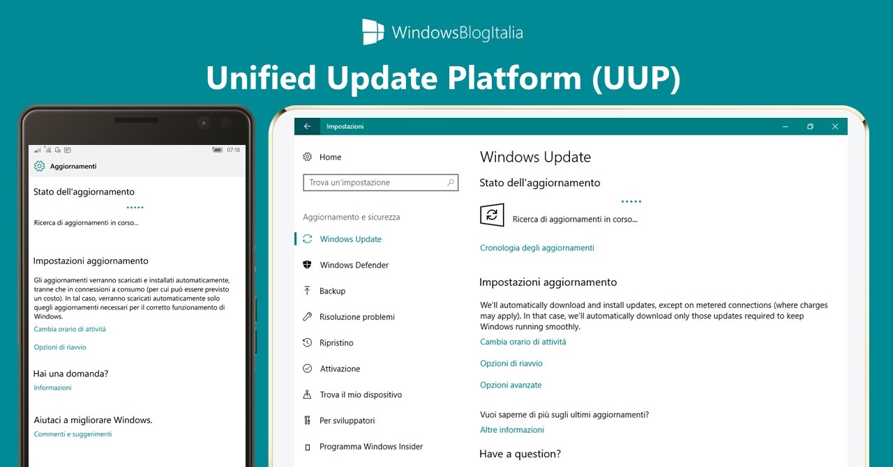 Aggiornamenti Unified Update Platform - UUP