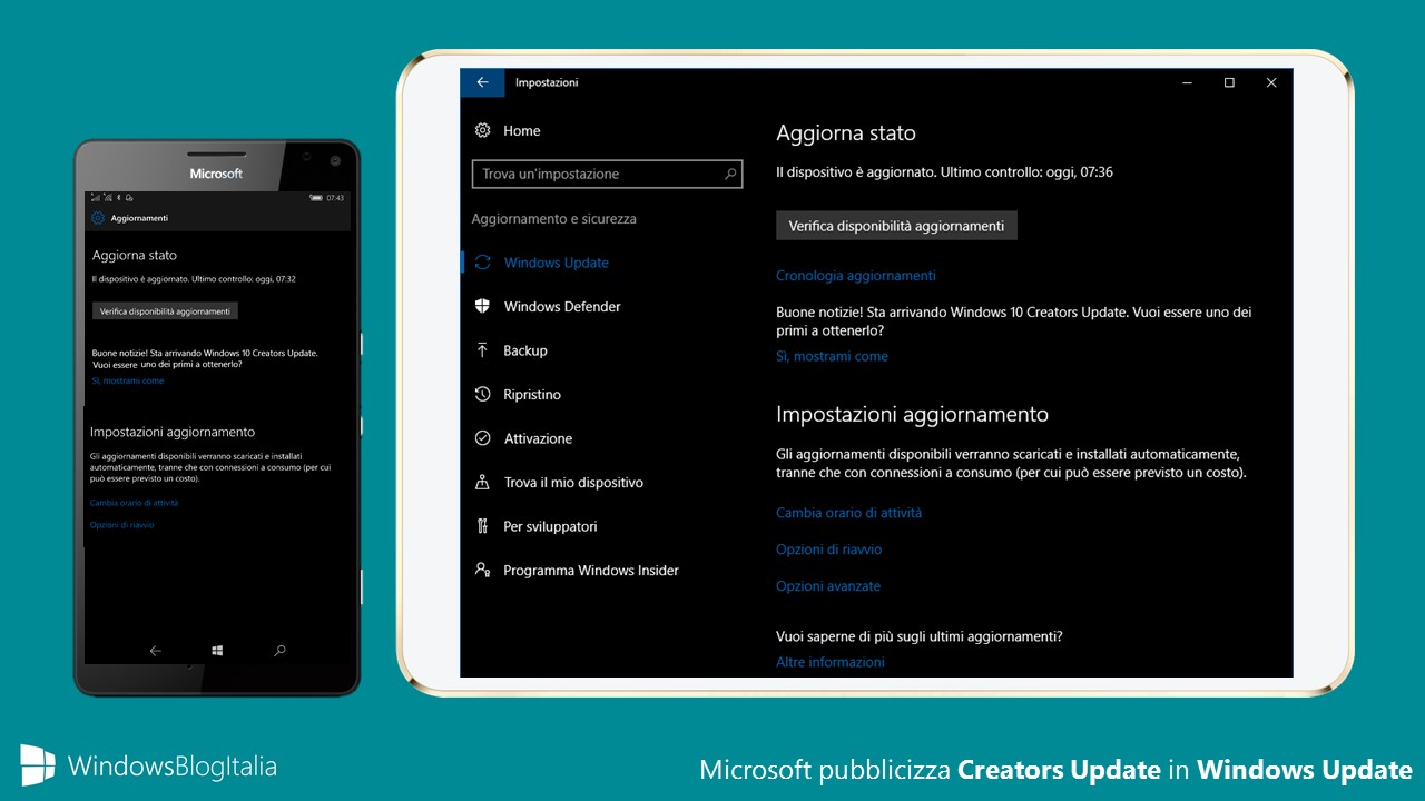 Microsoft pubblicizza Windows 10 Creators Update in Windows Update