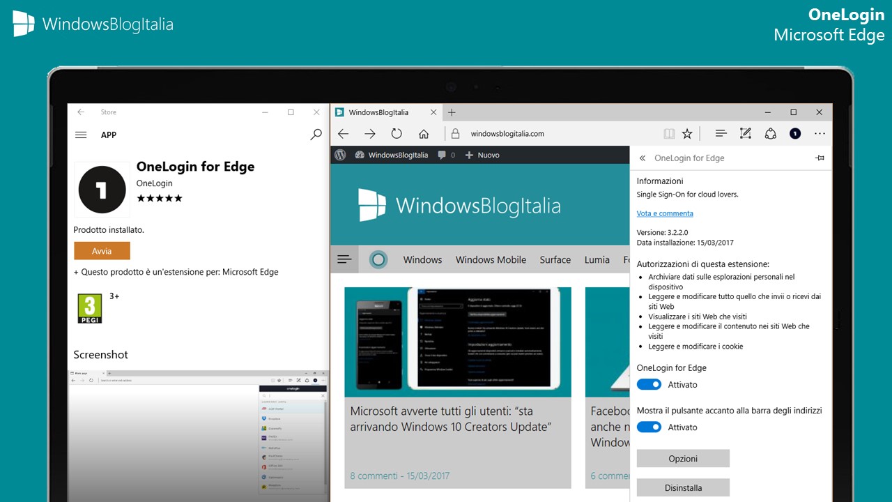 OneLogin estensione Microsoft Edge