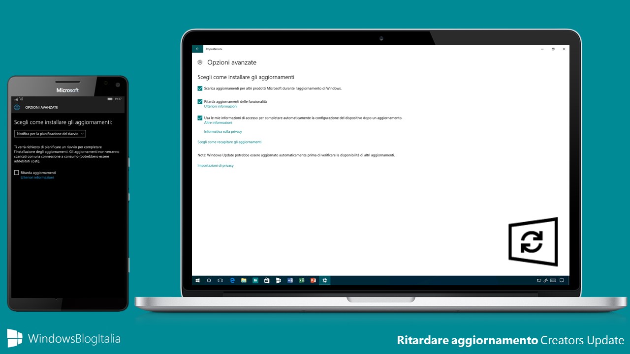 Ritardare l'aggiornamento Creators Update - Windows 10 e Windows 10 Mobile