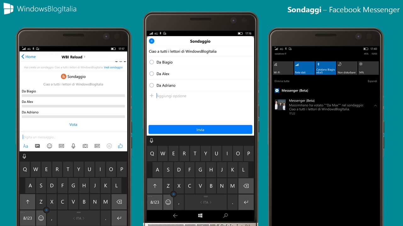 Sondaggi - Facebook Messenger - Windows 10 Mobile