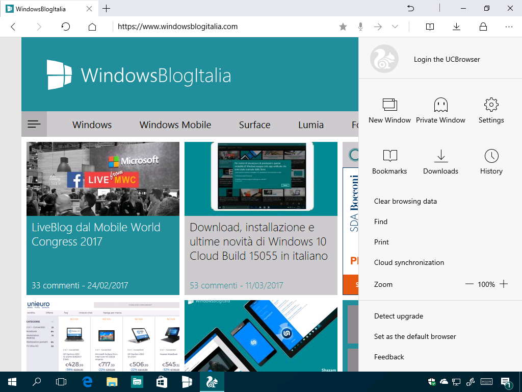 Download UC Browser per PC e tablet Windows 10