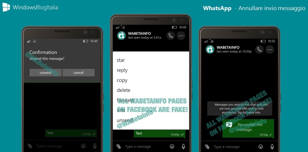 WhatsApp - Annullare invio messaggi