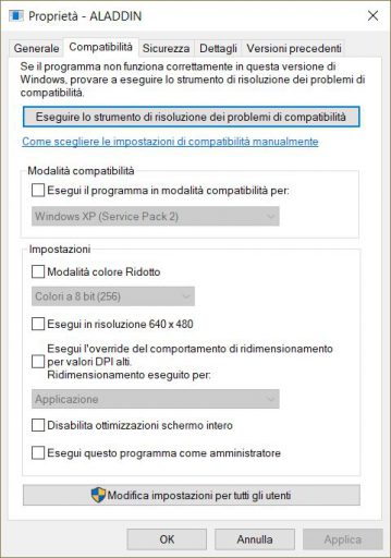 Eseguibili vecchi su Windows 10