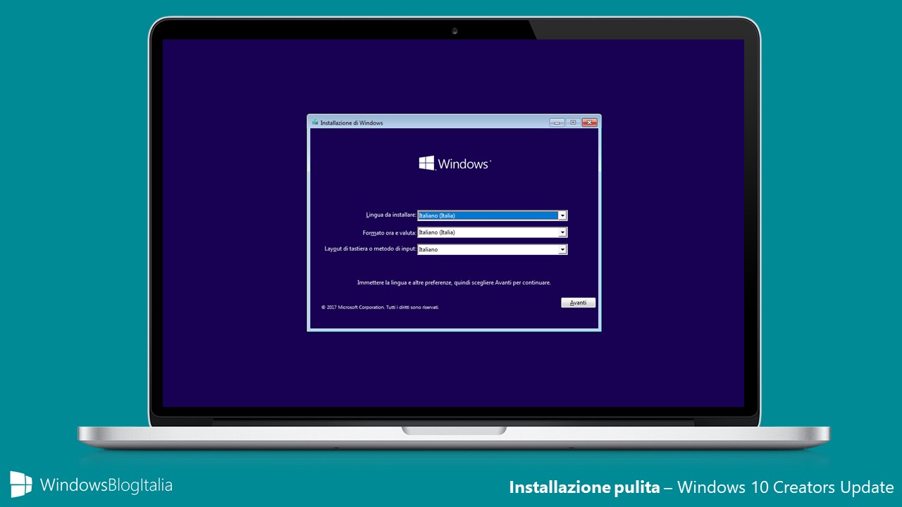 Installazione pulita - Windows 10 Creators Update