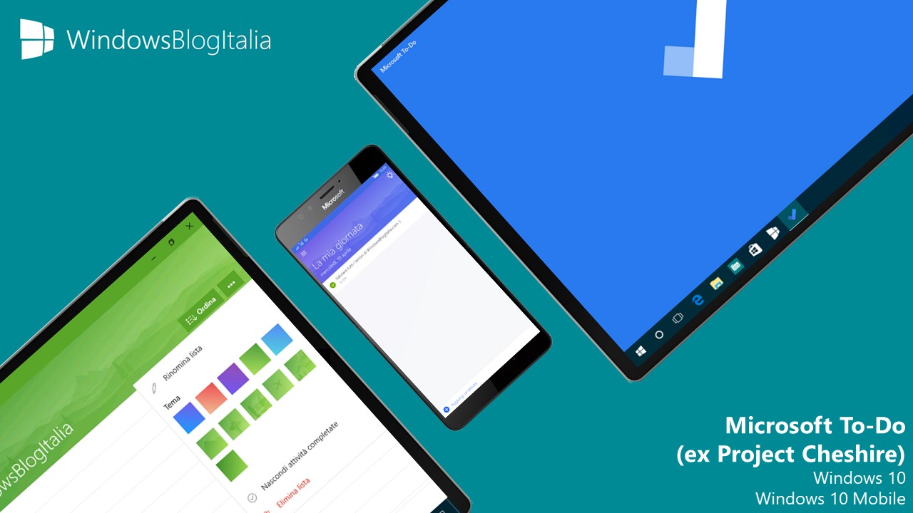 Microsoft To-Do - Project Cheshire - Windows 10 e Windows 10 Mobile