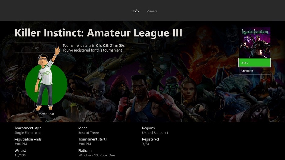 Prossimo aggiornamento Xbox One 1705 Killer Instinct Arena