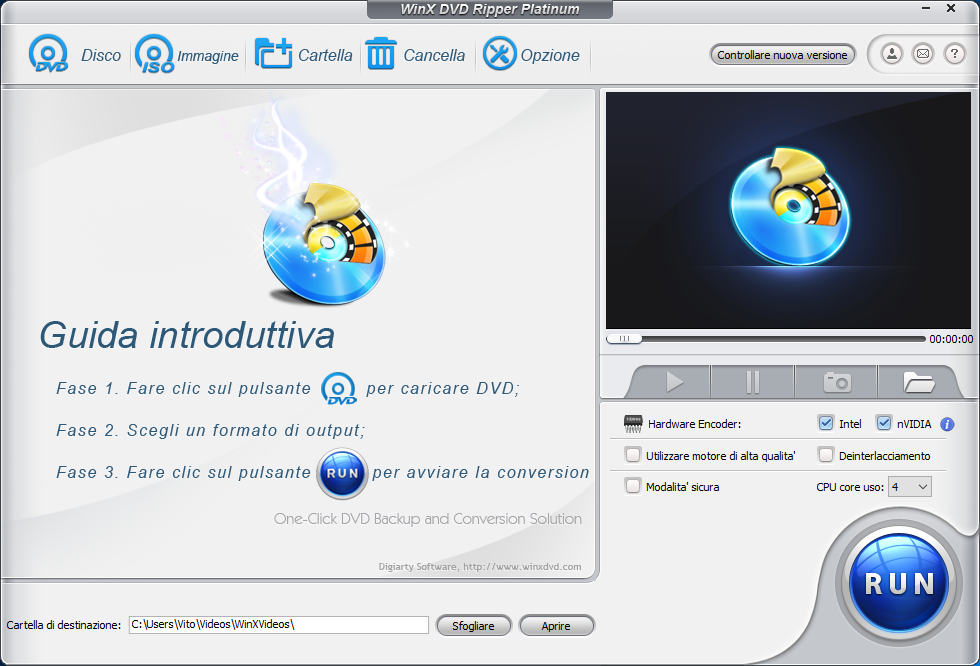 WinX DVD Ripper Platinum - Schermata principale