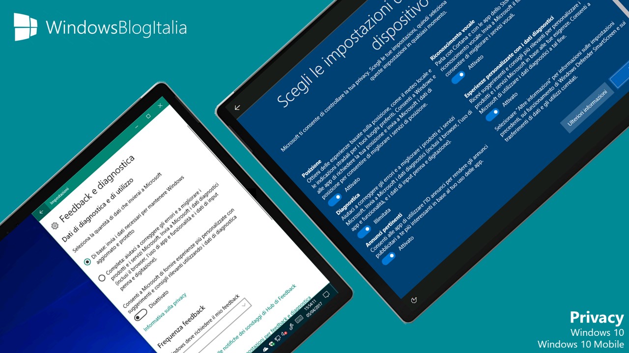 Dati raccolti da Windows 10 e Windows 10 Mobile