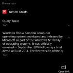 Action Toasts Smartphone Windows 10 Mobile 2