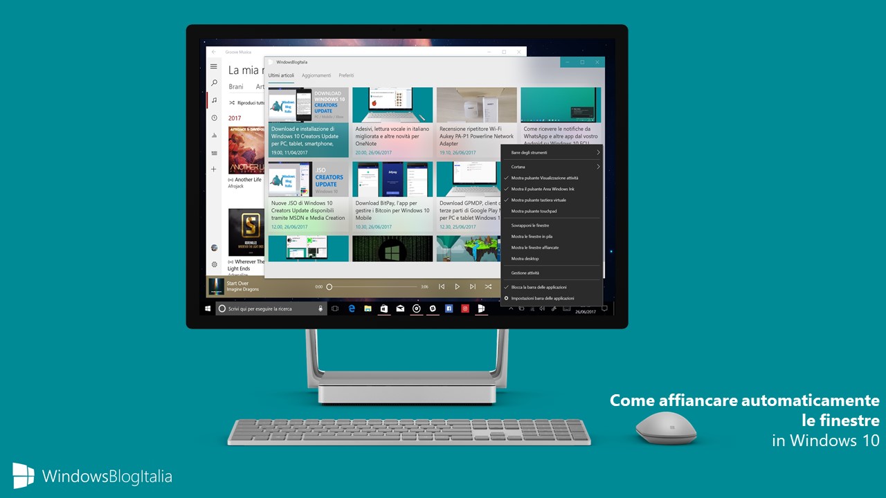 Affiancare finestre automaticamente Windows 10