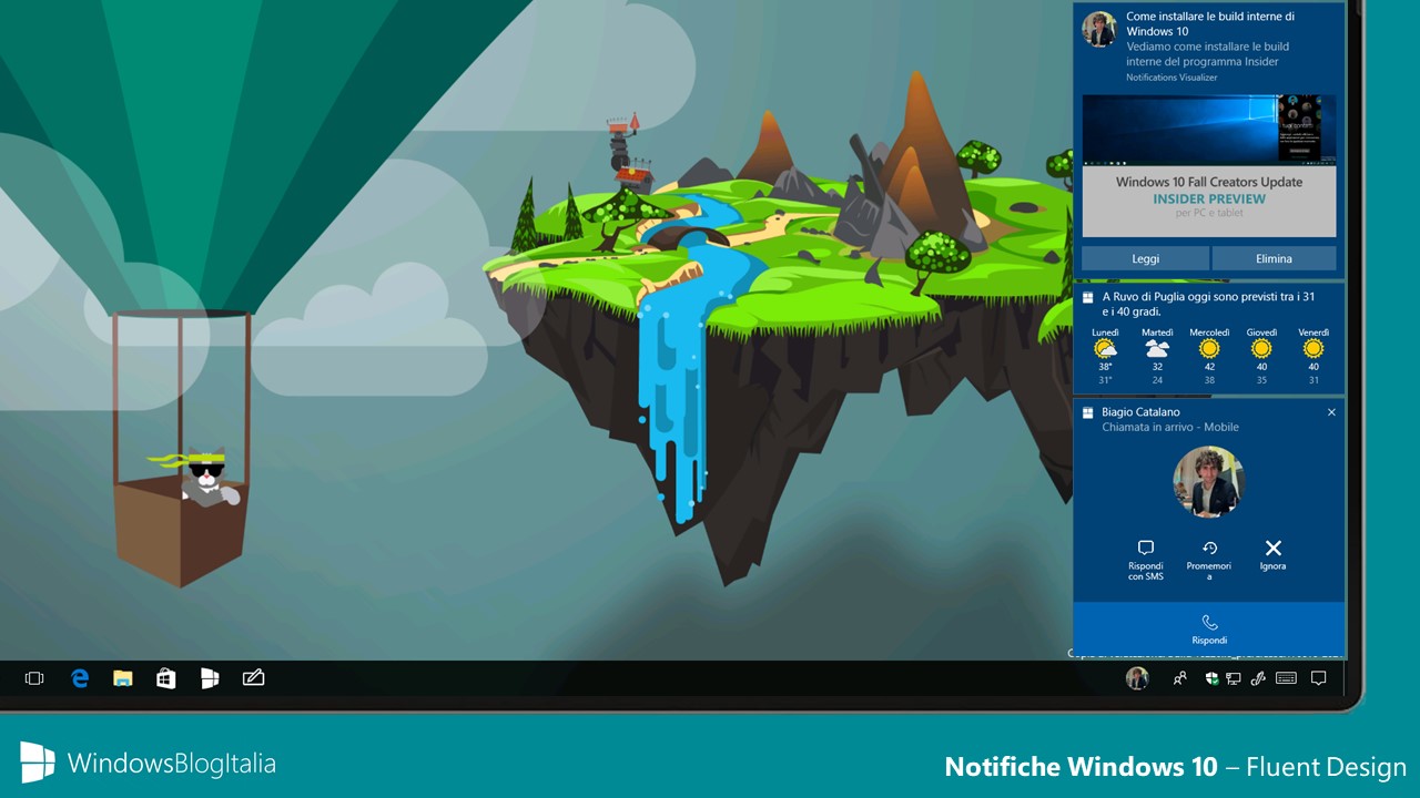 notifiche Fluent Design - Windows 10