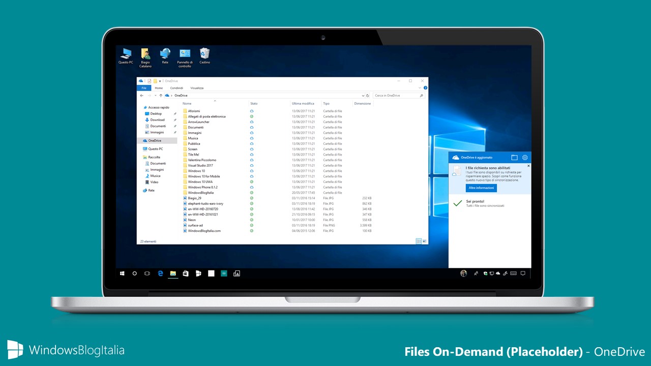 Files On-Demand (placeholder) di OneDrive in Windows 10