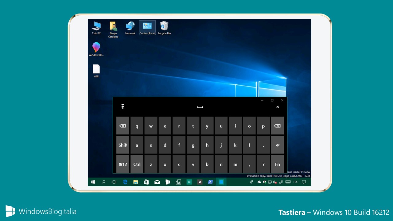 Tastiera - Windows 10 Build 16212