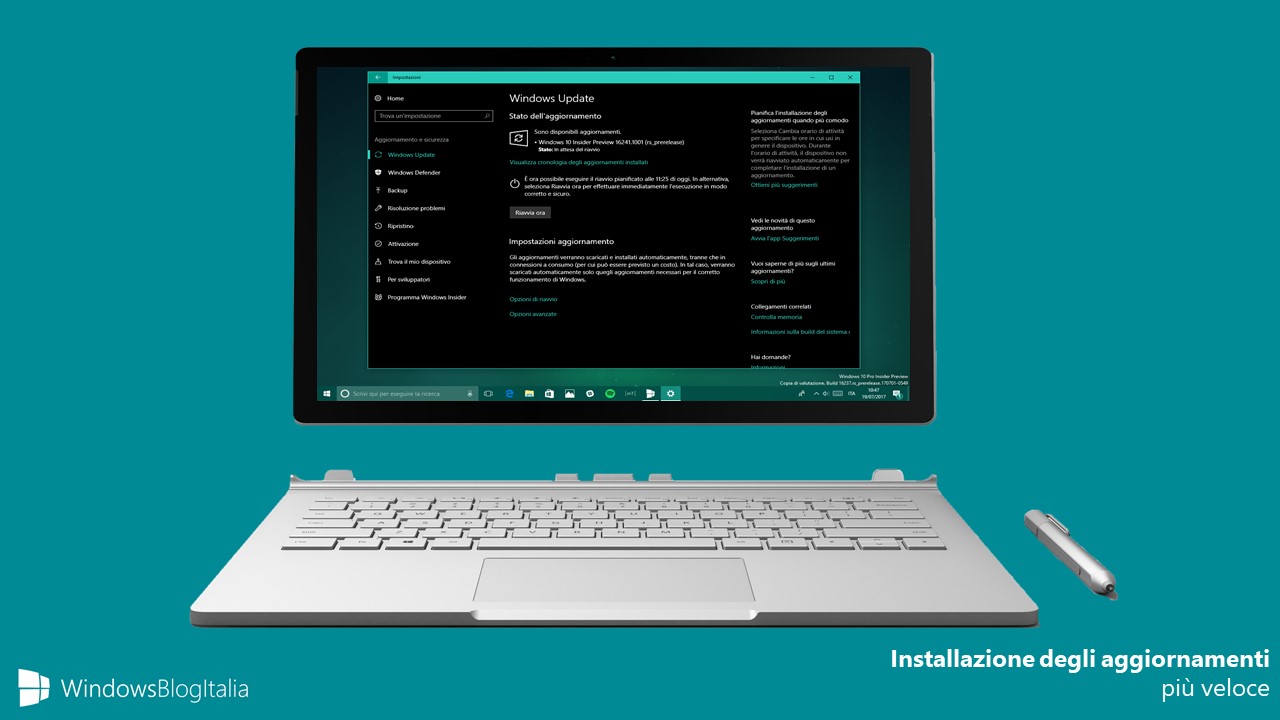 Installazione aggiornamenti veloce Windows 10 Windows Update Insider