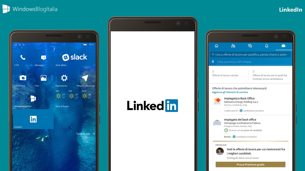 Anteprima e download di LinkedIn per Windows 10 Mobile